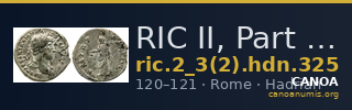 RIC II, Part 3 (second edition) Hadrian 325 — CANOA