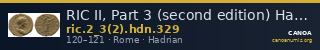 RIC II, Part 3 (second edition) Hadrian 329 — CANOA