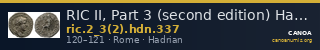 RIC II, Part 3 (second edition) Hadrian 337 — CANOA