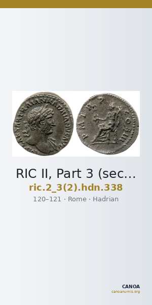 RIC II, Part 3 (second edition) Hadrian 338 — CANOA