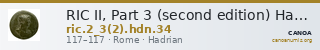 RIC II, Part 3 (second edition) Hadrian 34 — CANOA