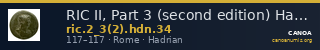 RIC II, Part 3 (second edition) Hadrian 34 — CANOA
