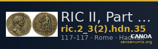 RIC II, Part 3 (second edition) Hadrian 35 — CANOA