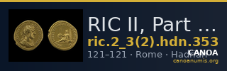 RIC II, Part 3 (second edition) Hadrian 353 — CANOA