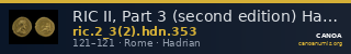 RIC II, Part 3 (second edition) Hadrian 353 — CANOA