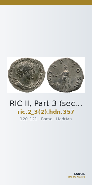 RIC II, Part 3 (second edition) Hadrian 357 — CANOA