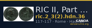 RIC II, Part 3 (second edition) Hadrian 36 — CANOA