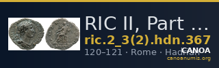 RIC II, Part 3 (second edition) Hadrian 367 — CANOA