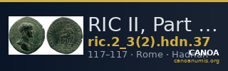 RIC II, Part 3 (second edition) Hadrian 37 — CANOA