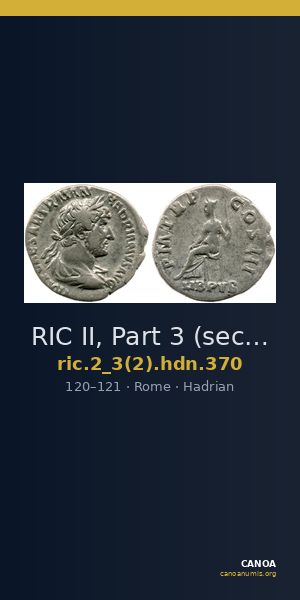 RIC II, Part 3 (second edition) Hadrian 370 — CANOA