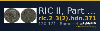 RIC II, Part 3 (second edition) Hadrian 371 — CANOA