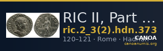 RIC II, Part 3 (second edition) Hadrian 373 — CANOA