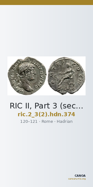 RIC II, Part 3 (second edition) Hadrian 374 — CANOA