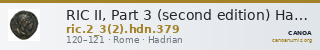 RIC II, Part 3 (second edition) Hadrian 379 — CANOA