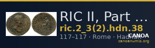 RIC II, Part 3 (second edition) Hadrian 38 — CANOA