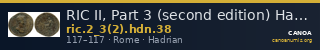 RIC II, Part 3 (second edition) Hadrian 38 — CANOA