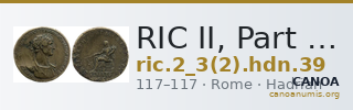 RIC II, Part 3 (second edition) Hadrian 39 — CANOA