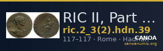 RIC II, Part 3 (second edition) Hadrian 39 — CANOA