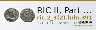 RIC II, Part 3 (second edition) Hadrian 391 — CANOA