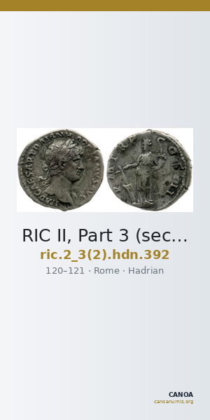 RIC II, Part 3 (second edition) Hadrian 392 — CANOA