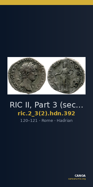 RIC II, Part 3 (second edition) Hadrian 392 — CANOA