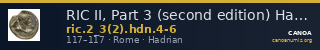 RIC II, Part 3 (second edition) Hadrian 4-6 — CANOA