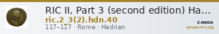 RIC II, Part 3 (second edition) Hadrian 40 — CANOA