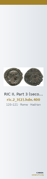 RIC II, Part 3 (second edition) Hadrian 400 — CANOA