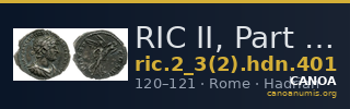 RIC II, Part 3 (second edition) Hadrian 401 — CANOA