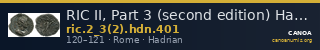 RIC II, Part 3 (second edition) Hadrian 401 — CANOA