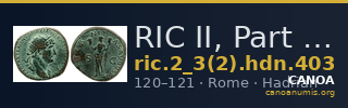 RIC II, Part 3 (second edition) Hadrian 403 — CANOA