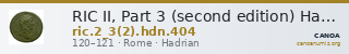 RIC II, Part 3 (second edition) Hadrian 404 — CANOA