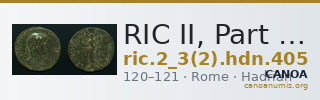 RIC II, Part 3 (second edition) Hadrian 405 — CANOA