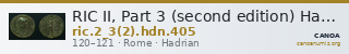 RIC II, Part 3 (second edition) Hadrian 405 — CANOA