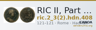 RIC II, Part 3 (second edition) Hadrian 408 — CANOA