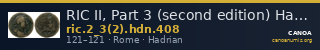 RIC II, Part 3 (second edition) Hadrian 408 — CANOA