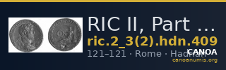 RIC II, Part 3 (second edition) Hadrian 409 — CANOA