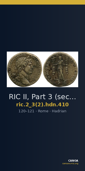 RIC II, Part 3 (second edition) Hadrian 410 — CANOA