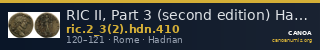 RIC II, Part 3 (second edition) Hadrian 410 — CANOA