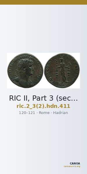 RIC II, Part 3 (second edition) Hadrian 411 — CANOA