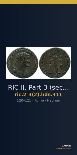 RIC II, Part 3 (second edition) Hadrian 411 — CANOA