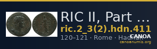 RIC II, Part 3 (second edition) Hadrian 411 — CANOA