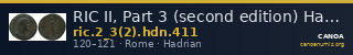 RIC II, Part 3 (second edition) Hadrian 411 — CANOA