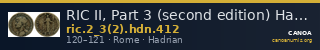 RIC II, Part 3 (second edition) Hadrian 412 — CANOA