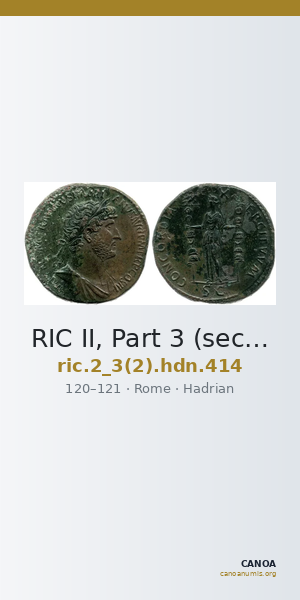 RIC II, Part 3 (second edition) Hadrian 414 — CANOA