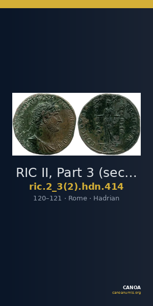 RIC II, Part 3 (second edition) Hadrian 414 — CANOA