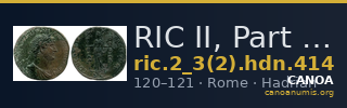 RIC II, Part 3 (second edition) Hadrian 414 — CANOA