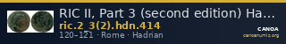 RIC II, Part 3 (second edition) Hadrian 414 — CANOA
