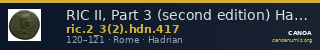 RIC II, Part 3 (second edition) Hadrian 417 — CANOA