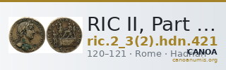 RIC II, Part 3 (second edition) Hadrian 421 — CANOA